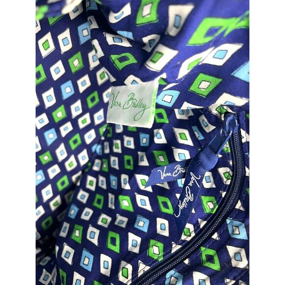 Vera Bradley Mediterranean SATCHEL HANDBAG Purse Blue White Green Floral Swirl - Picture 5 of 7